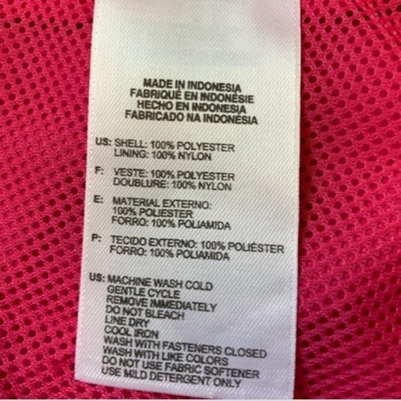 Adidas Womens Windbreaker Zip Jacket Pink & White Stripe Sz L Zip Pocket #256B - Picture 9 of 9